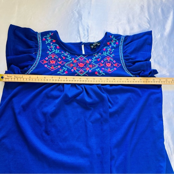 Perch By Blu Pepper Top SZ 1X Plus Embroidered Romantic Lightweight Floral Boho - Picture 6 of 8